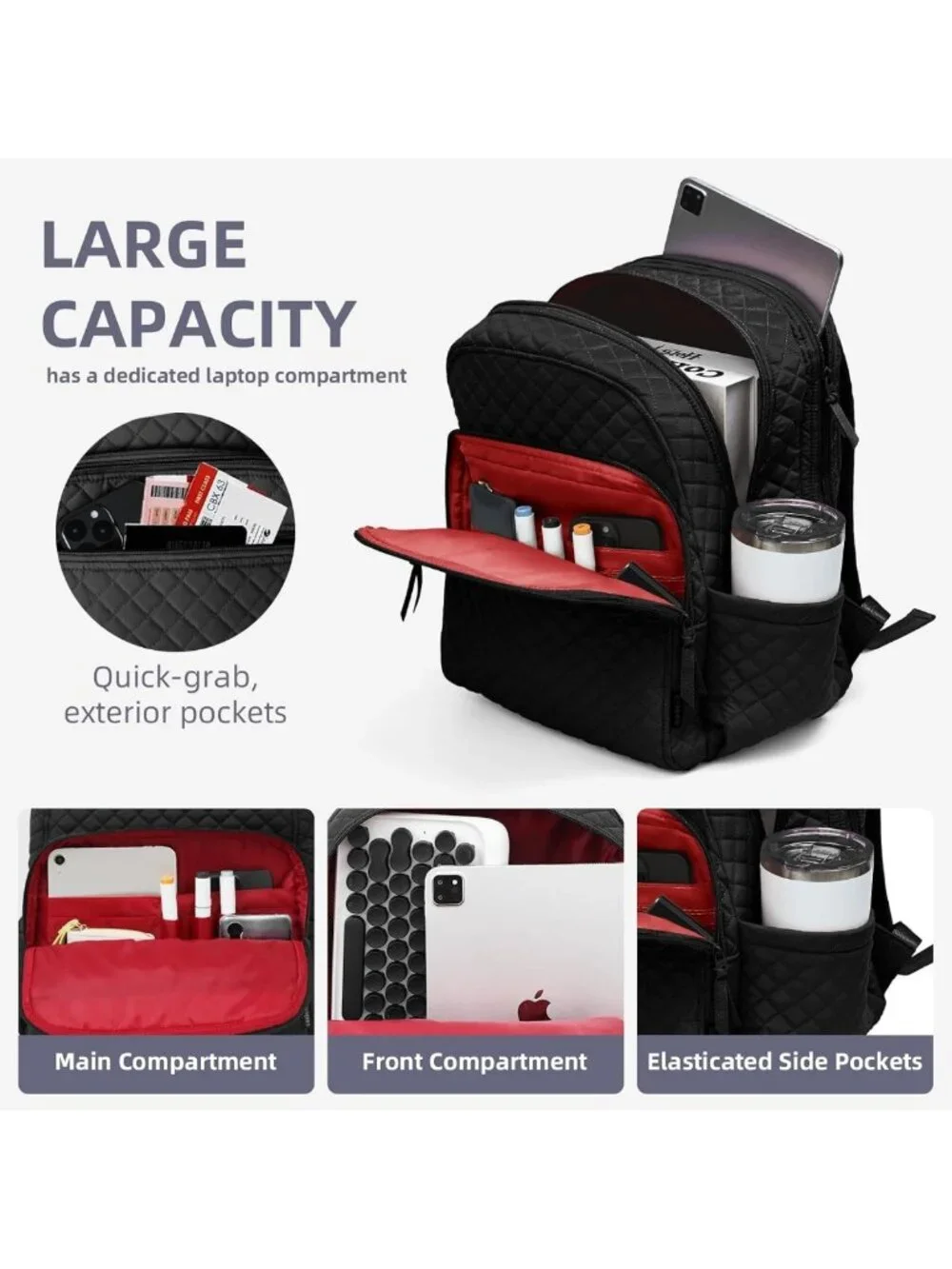 Stylish Waterproof Quilted Backpack for Women | Casual College Daypack for